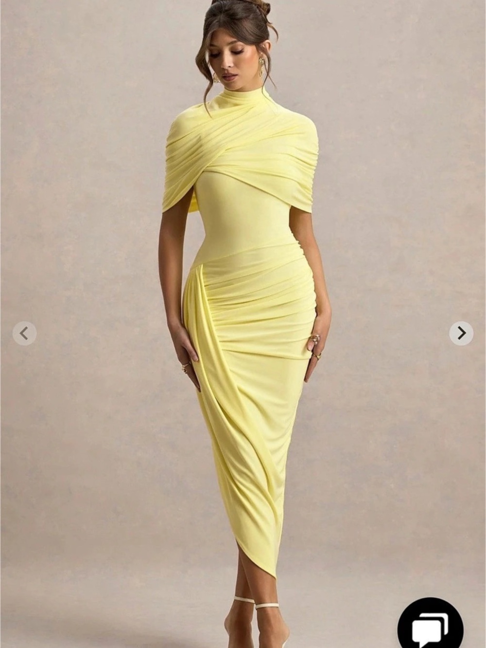 NWT Draped Midi Dress in Yellow